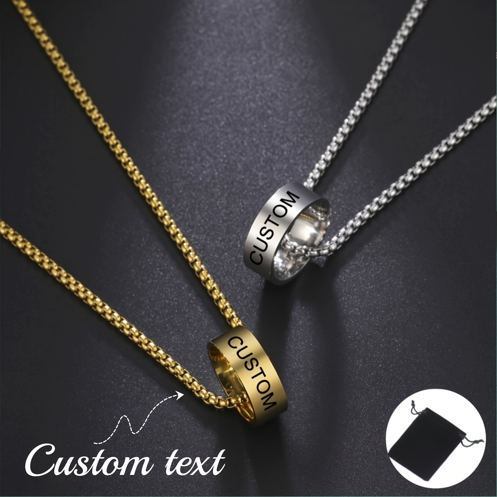 Personalized Engraved Name & Date Pendant Necklace