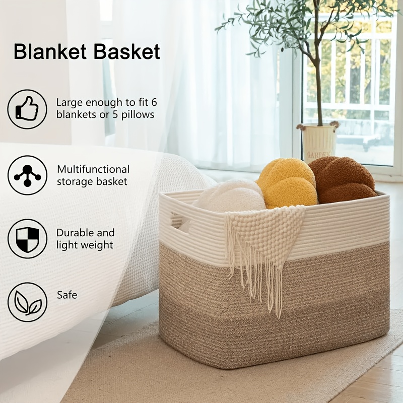 Woven Rope Basket with Handles, Multi-Purpose Organizer for Home