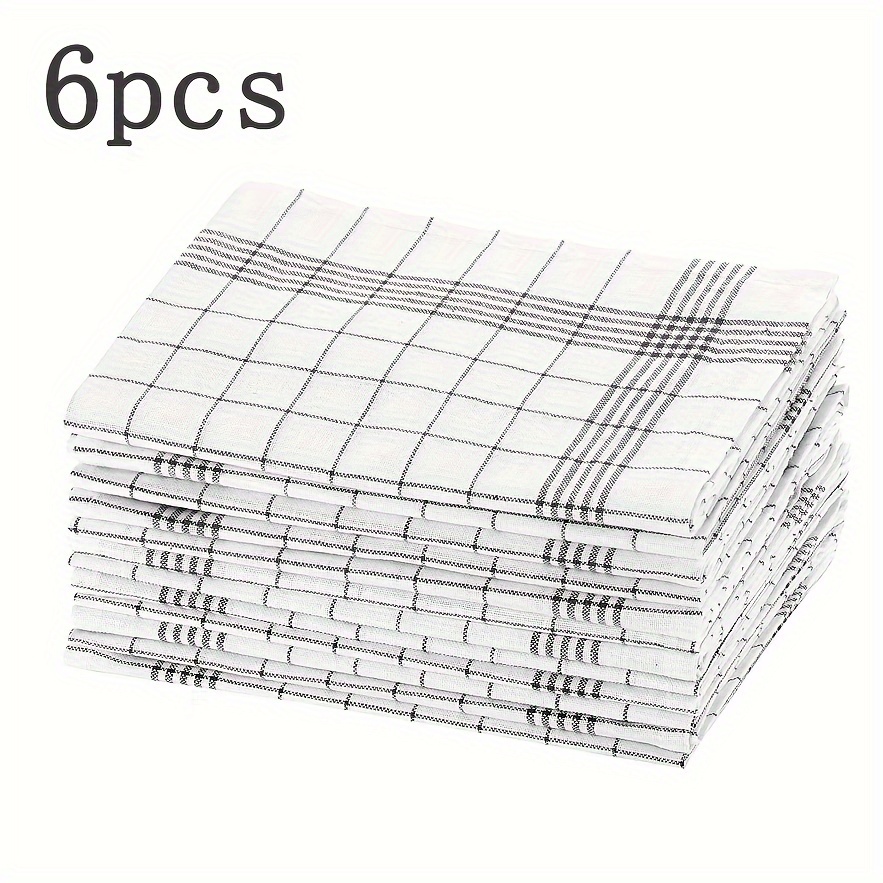 12pcs Classic Plaid Dish Towels - Ultra-Soft Microfiber Cleaning Cloths with Red & White Checkered Pattern, Durable & Absorbent for Kitchen, Bathroom, Living Room