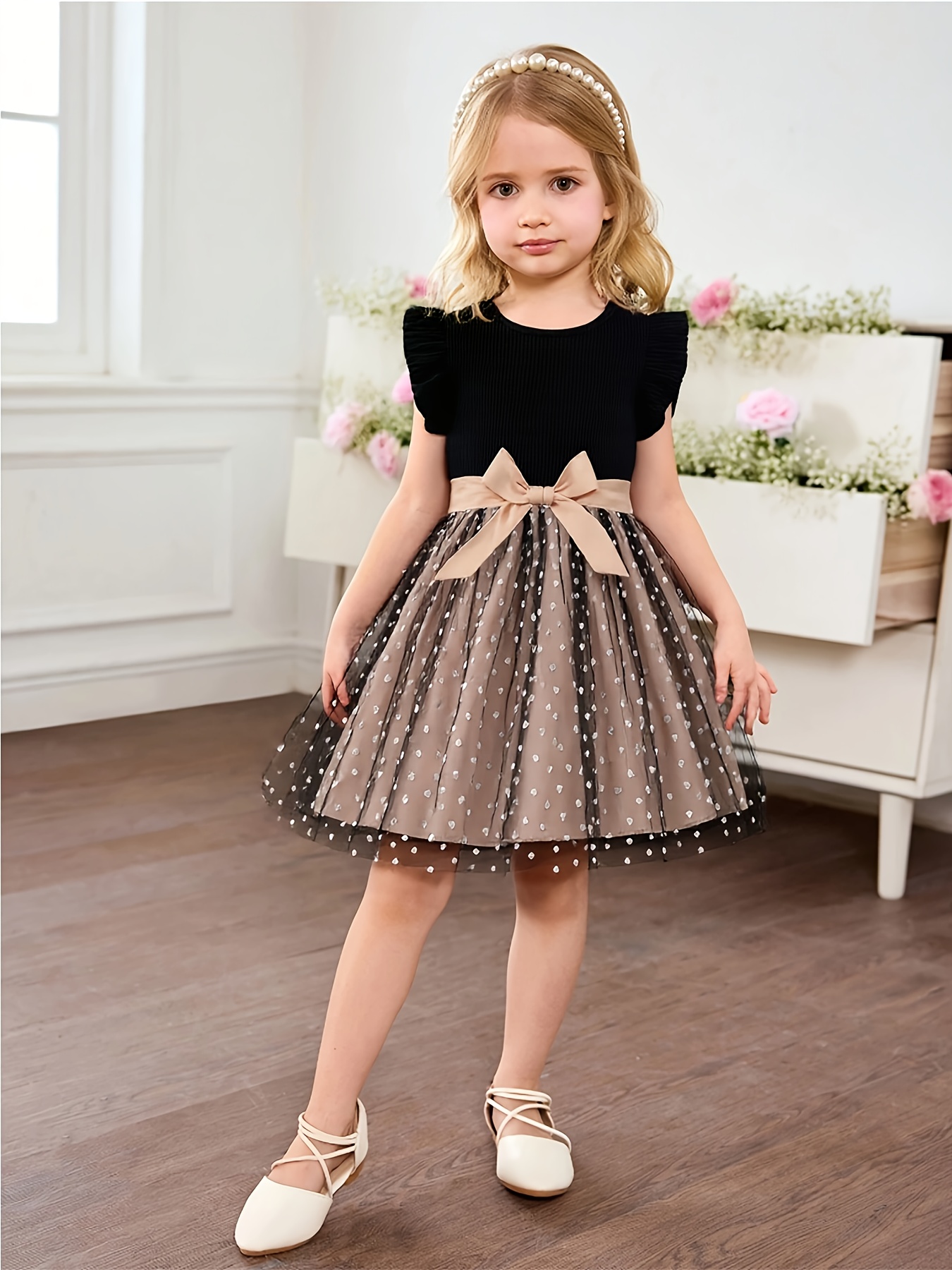 Sequin Dress Party Wear Black Baby Frock Girls' Sleeveless Black