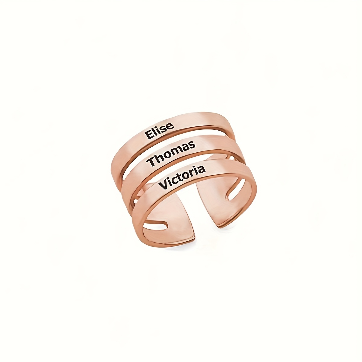 TEMU Customize Personalized Engraved Name Letter Ring, 2- And Numbers Opening Stainless Steel Golden/silvery/rose Golden, Anniversary Gift,