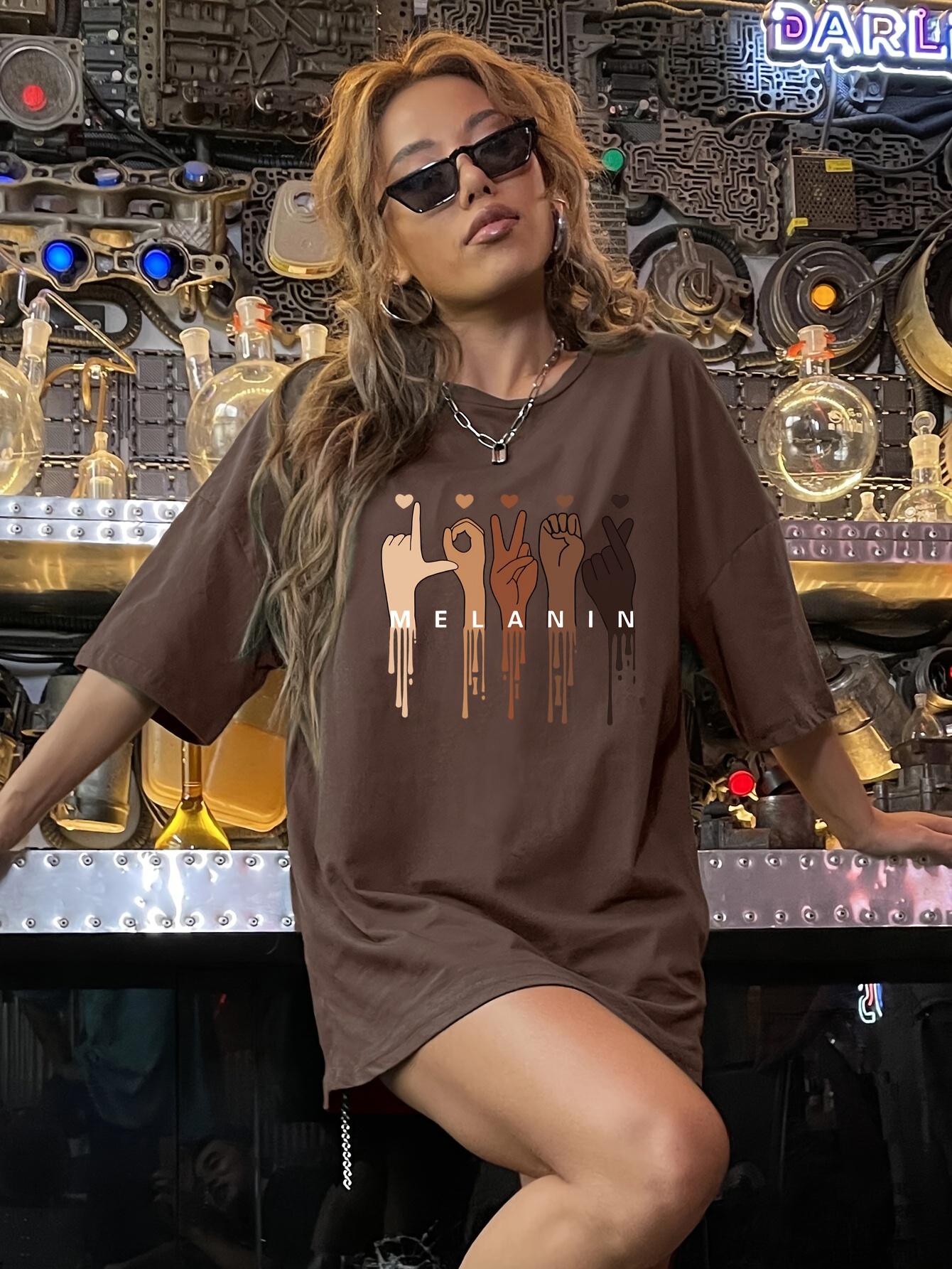 Tunique/top Marron LA MODE EST A VOUS - Taille 38/40 - En Polyester Doublé - Occasion