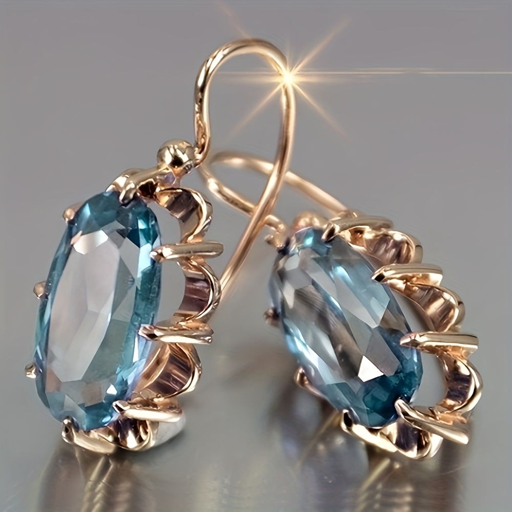 Image of Temperament Luxury Inlay Shiny Synthetic Zirconia Oval Earrings For Women Wedding Party Casual Vacation Elegant Court Style Earrings Jewelry