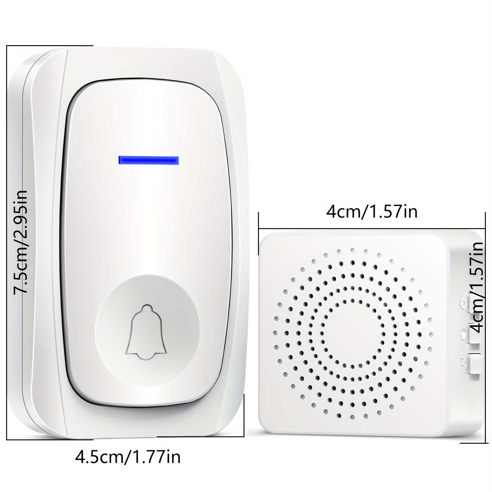   wireless doorbell with 38 chime tones loud volume long range battery powered 3 level adjustable volume white   mounting bracket and green screwdriver ideal for home office classroom use wireless doorbells for home