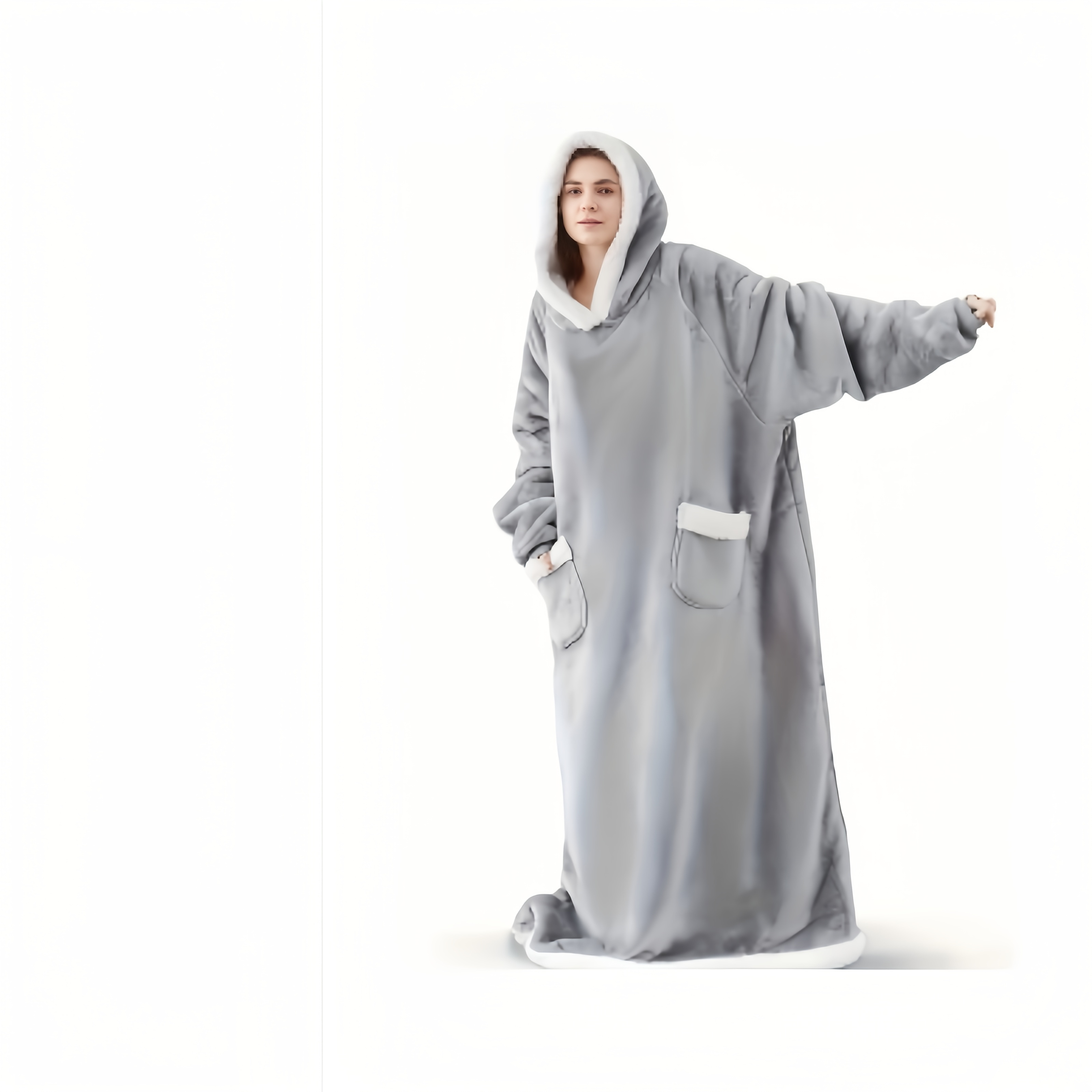 TEMU 1pc Oversized Blanket Sportswear Super Soft And Warm Winter Giant Adult Wearable Blanket Hooded Jacket, Thick And Warm Hoodie Jacket Ultra Long