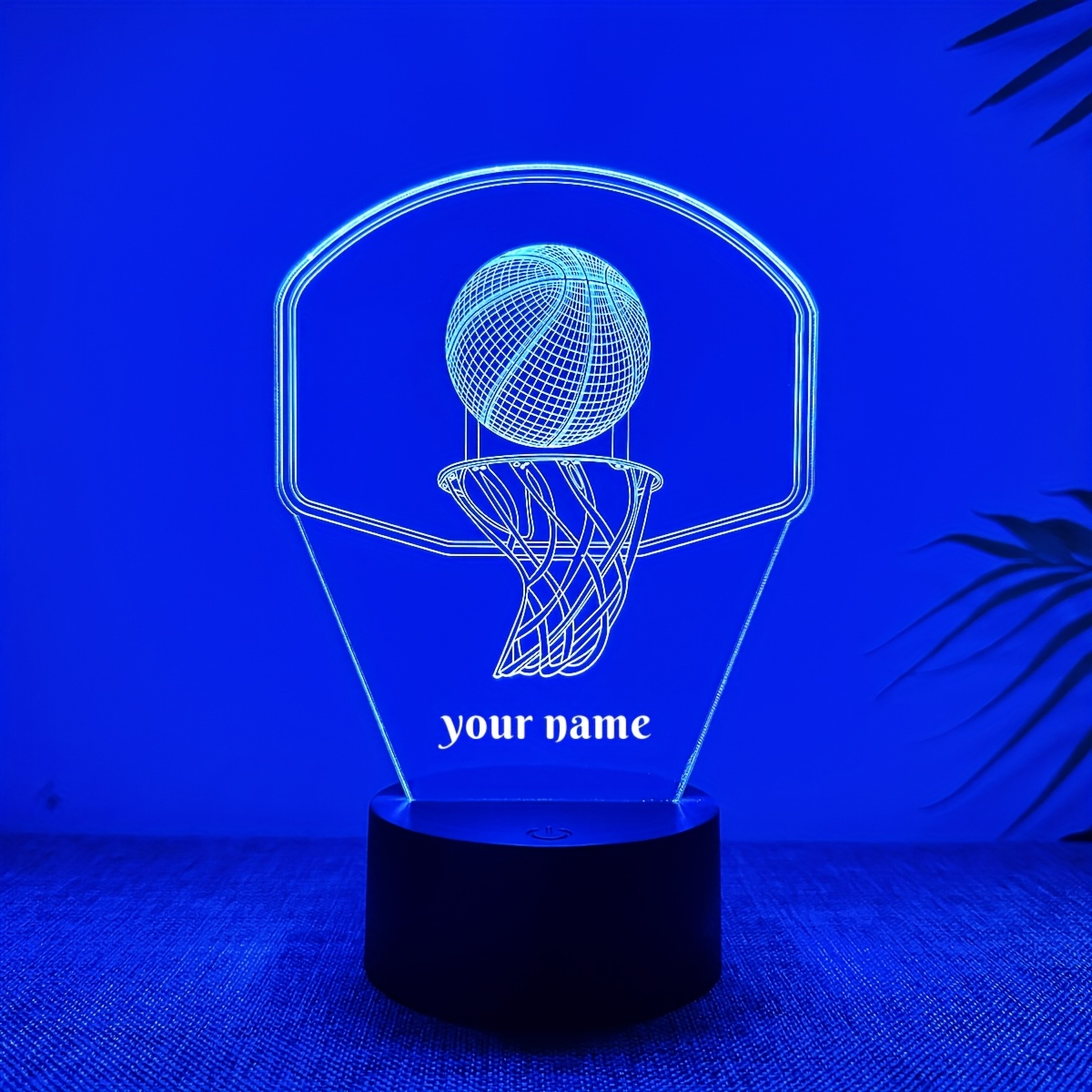 TEMU A Customizable 3d Night Light In Of A Basketball Hoop, Featuring Touch-sensitive Multicolored Lighting, Perfect As A Gift For Basketball Fans To