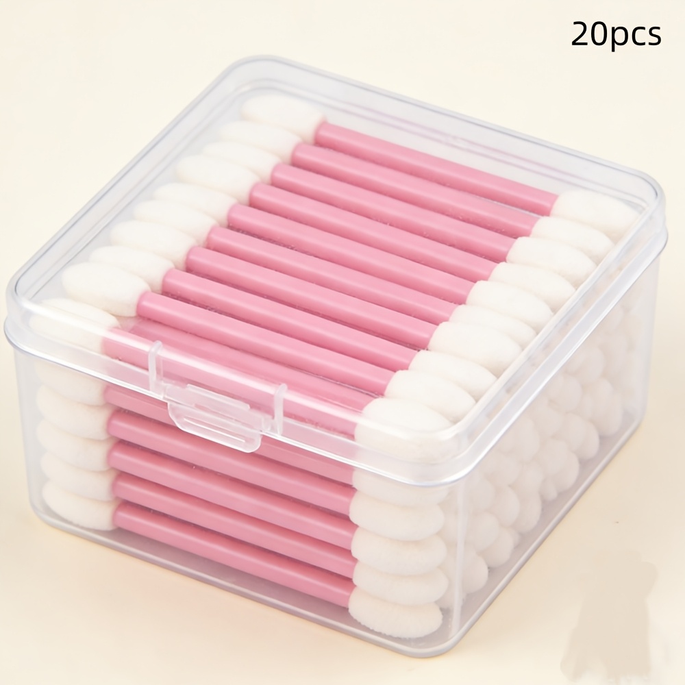 TEMU Disposable Eyeshadow Brushes With Storage Case, Pink Round Handle Eyeshadow Applicators, Soft Fiber Blending Brushes For Eyeshadow, Eyeliner &
