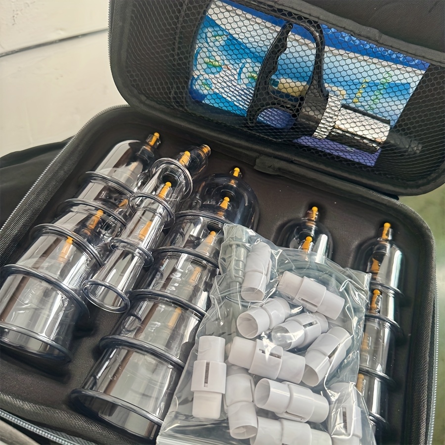 Image of 22pcs/box Cupping Set With Hand Pump And Detailed Cupping Manual For Multiple Sizes Of Vacuum Cups - Massage Cupping Kit For Massage Therapists Jar Cupping Kit Portable Kit With Vacuum Sucker Kit
