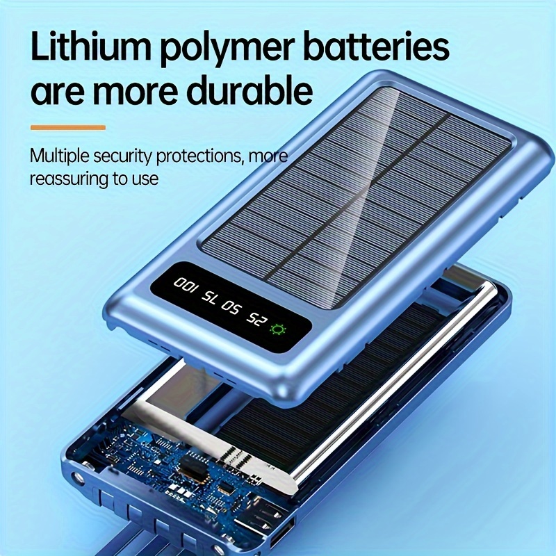 

Winsway Metal Solar 10000mah Comes With A 4-wire (type-c/micro Usb Universal Port), Large Capacity With Led Camping Lights For Fast Charging Mobile Power.