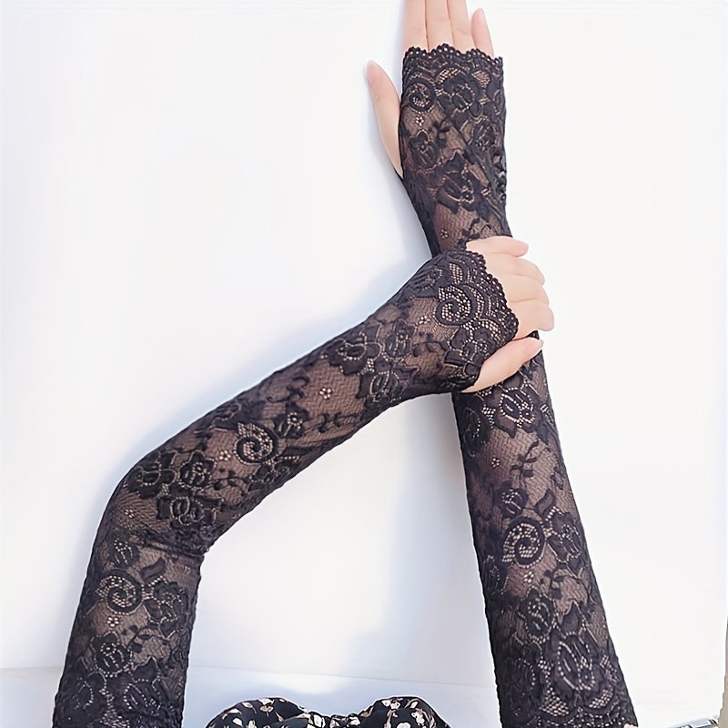 E-shop Neue elastische Damen-Armstulpen mit Spitze, Mesh-Stickerei, Sonnenschutz-Armstulpen, atmungsaktive Armhandschuhe für Sommerfahrten und