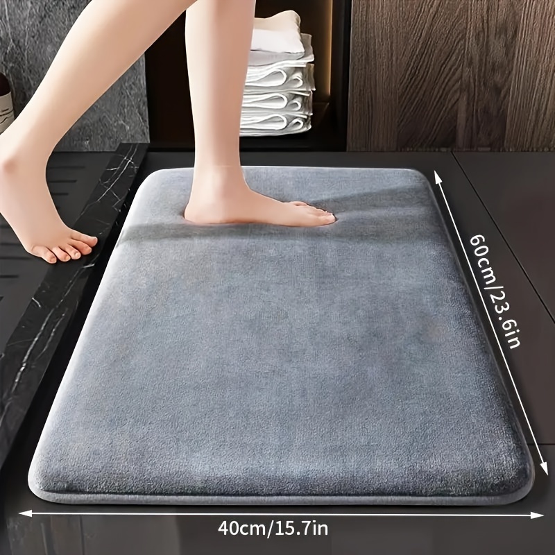 TEMU 1pc Ultra Absorbent Bath Mat, 25d High-density Sponge, Non-slip Extra Soft Luxury Bathroom Rug For Tub, Shower, Bathroom Accessories, Home Decor Floor Mat