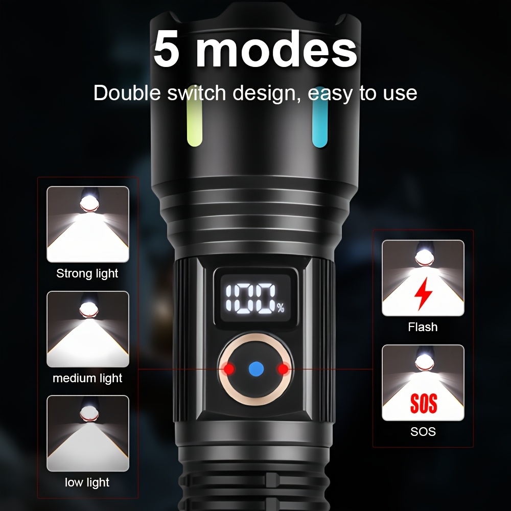 USB Rechargeable Powerful LED Flashlight with Long Range 800m