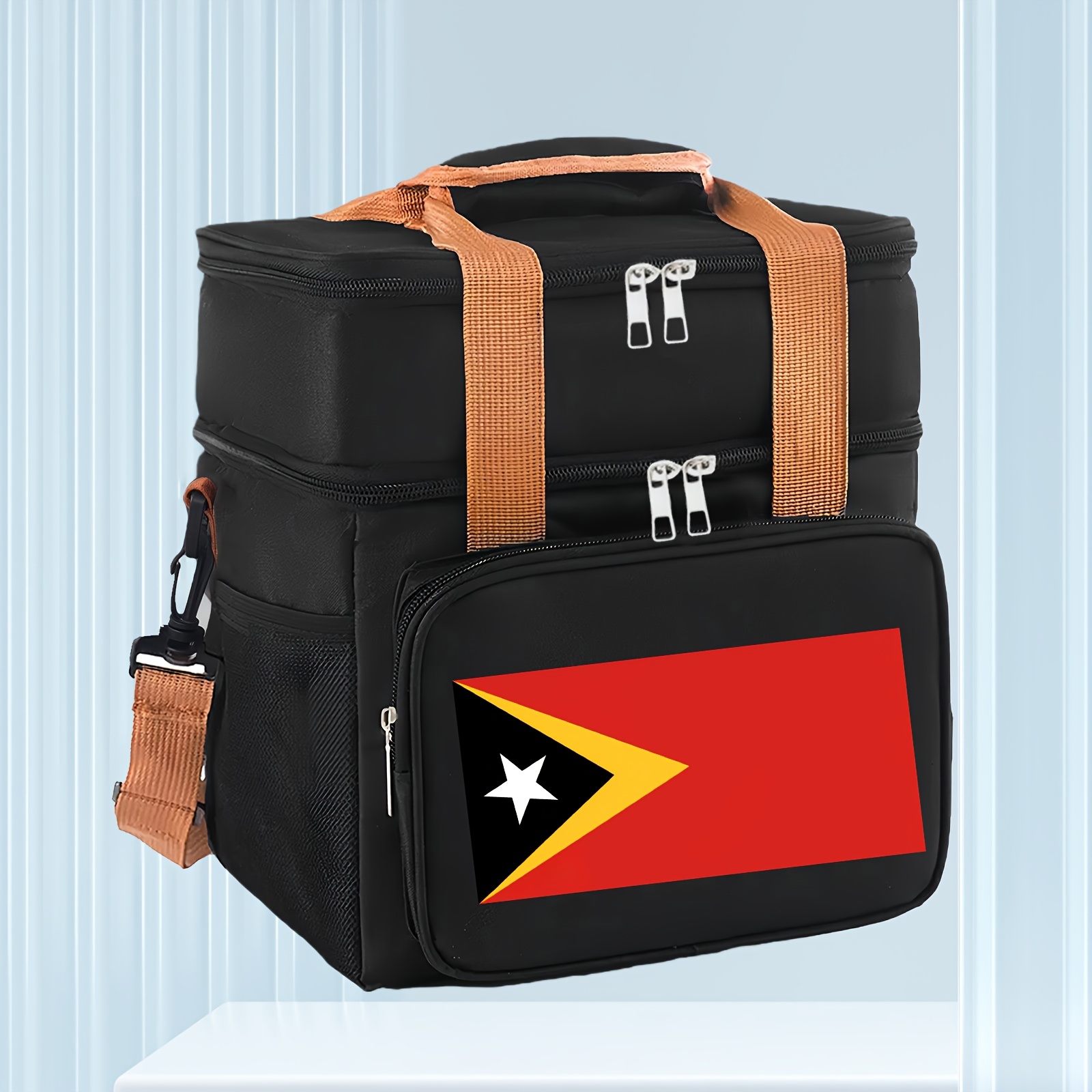 TEMU 1pc East Flag Lunch Tote Bag - Large Capacity Bag With Durable Oxford Fabric, Portable For Commute, Camping, Picnics Non-food Contact