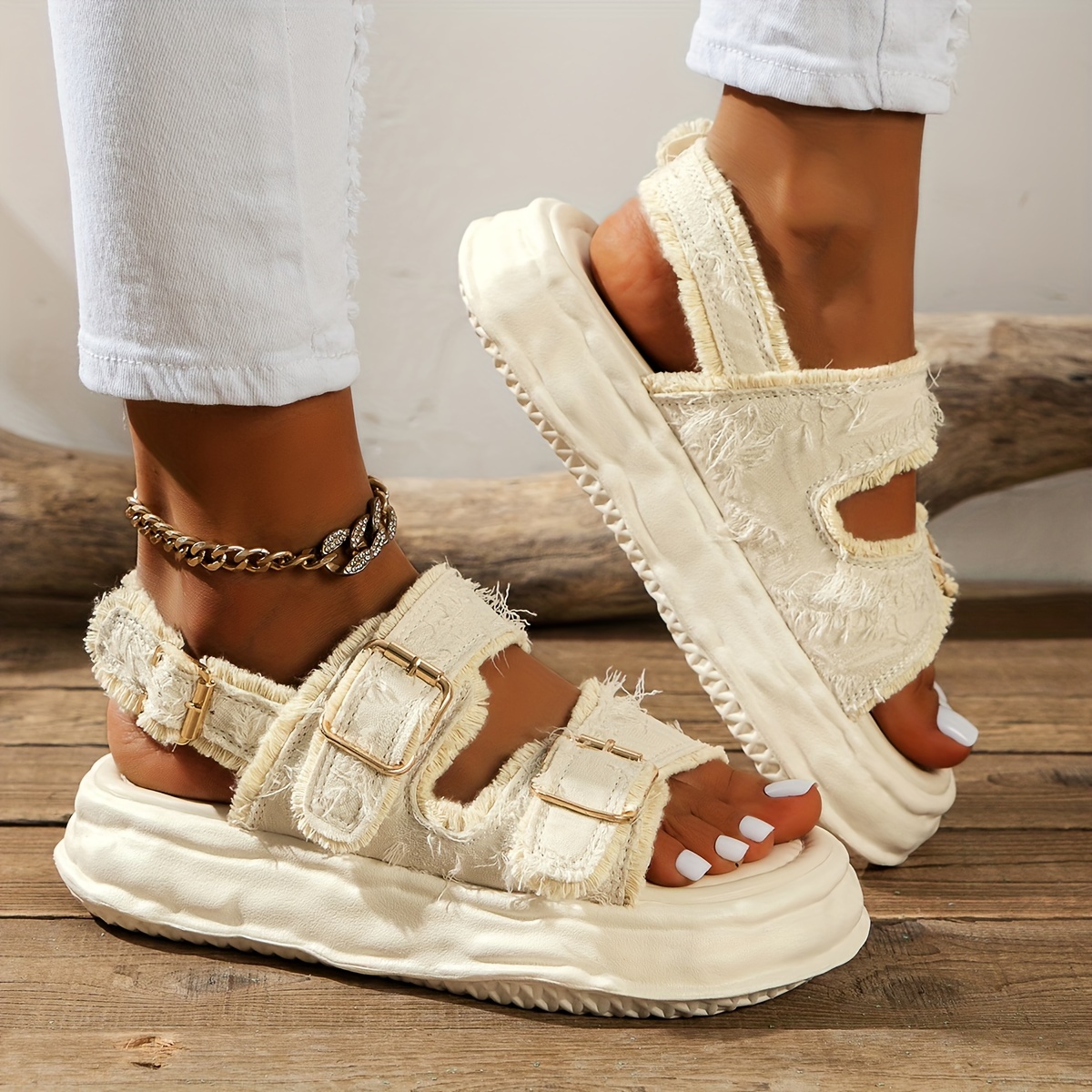 Sandalias De Cuero Suave Casual Para Mujer Zapatos De Moda Verano Cómodas  Chicas