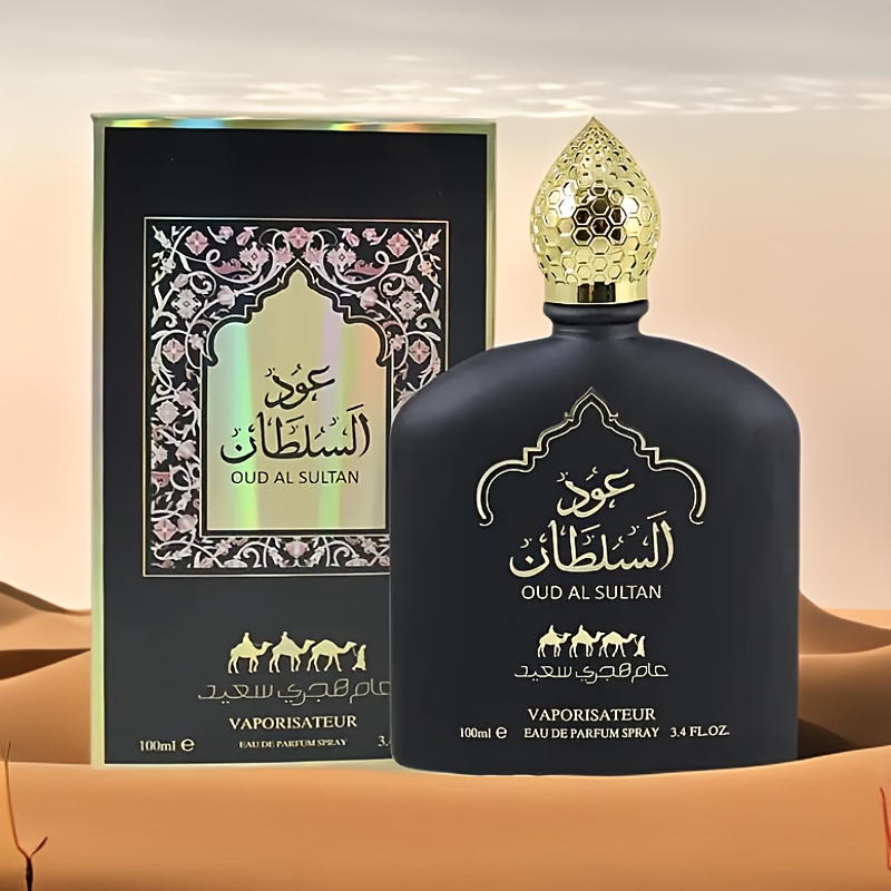 3, 38oz Oud Al-Sultan Parfum Spray pour Hommes et Femmes - Parfum Floral et Fruité Longue Durée, Élégant Design de Chapeau Doré, Parfait pour les Soirées en Couple, les Fêtes ou les Cadeaux, Parfum de Soirée en Couple, Emballage Sophistiqué, Qualité de Parfum Premium