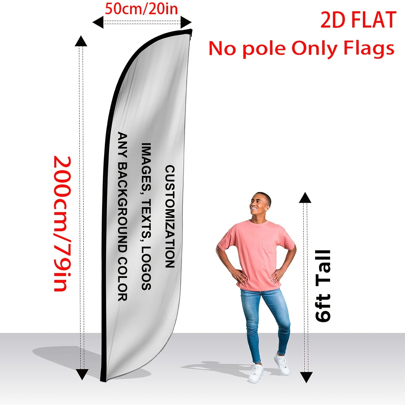 TEMU 2d Flat - 2d Flat - 2d Flat 1pc Custom Feather Banner Flag, Outdoor Advertising Promotional Banner, Customizable Logo Text, Store Market
