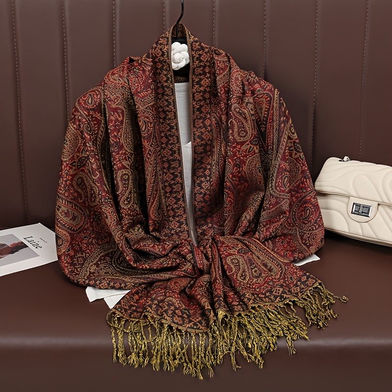 TEMU 1pc Bohemian Style Multicolor Floral Print Scarf, Lightweight And Comfortable, Soft And Skin-friendly, Elegant Luxurious Women's Long Scarf