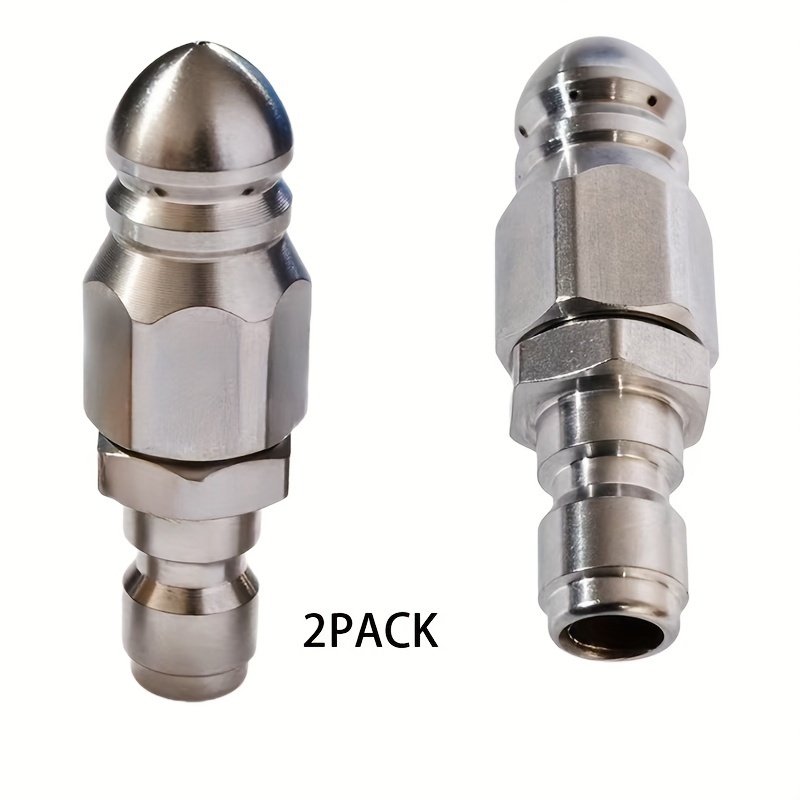 

2pcs 5000psi Sewer Jet Nozzle With Pressure Washer Coupler, Stainless /4" Pressure Washer Drain Hose Nozzle And Brass Fittings Quick Connector, 1/4" Quick Female Npt