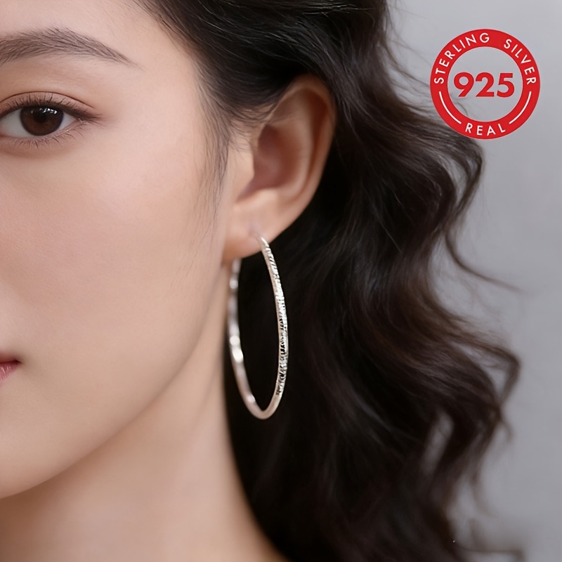 925 Sterling Silver PM:E17 Women's Classic Fashion Hoop Earrings, Simple, Party, Exquisite Women's Earrings, Perfect for Daily Outings, a Perfect Holiday Commemorative Gift for Yourself or a Friend