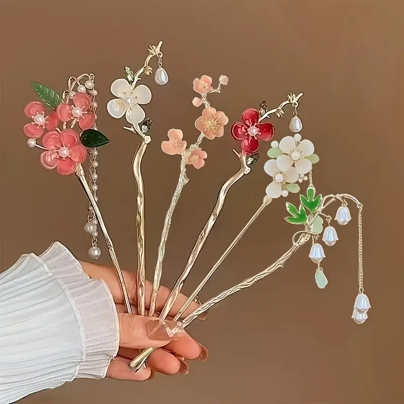 6pcs elegant floral metal hair sticks for women stylish flower shaped hairpins with intricate design daily use parties and photoshoots ideal valentines day gift headpiece cute hair accessories party hairpieces sophisticated accessory Product details 1