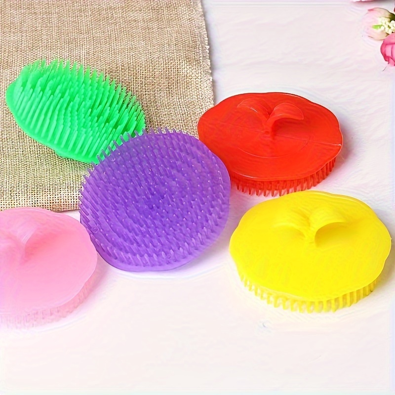 

4-pack Hair Scalp Massager Shampoo Brush - Silicone Plastic , Gentle Exfoliation For Deep Cleaning, Ergonomic Abs Handle, Universal For Men, Women & Pets