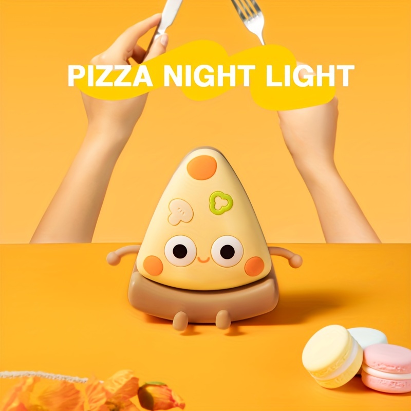 1pc Pizza Night Light, Silicone, Soft Eye-caring Glow With Timer 