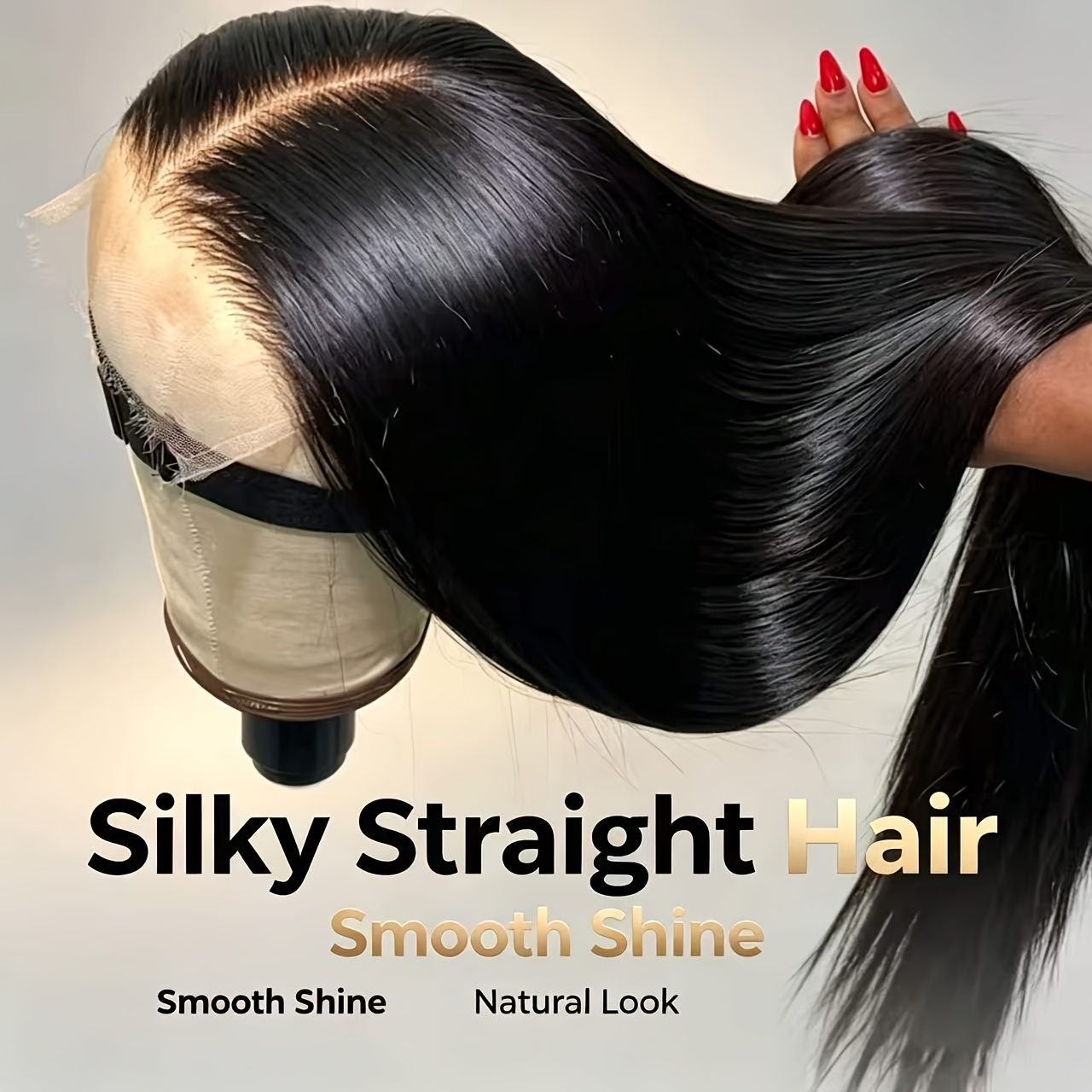 TEMU New Seasonal Hot-selling 13x4 Transparent Straight Lace Front Wig, Made Of Real Human Hair, Black Straight Lace Wig, Natural Hairline, Women's