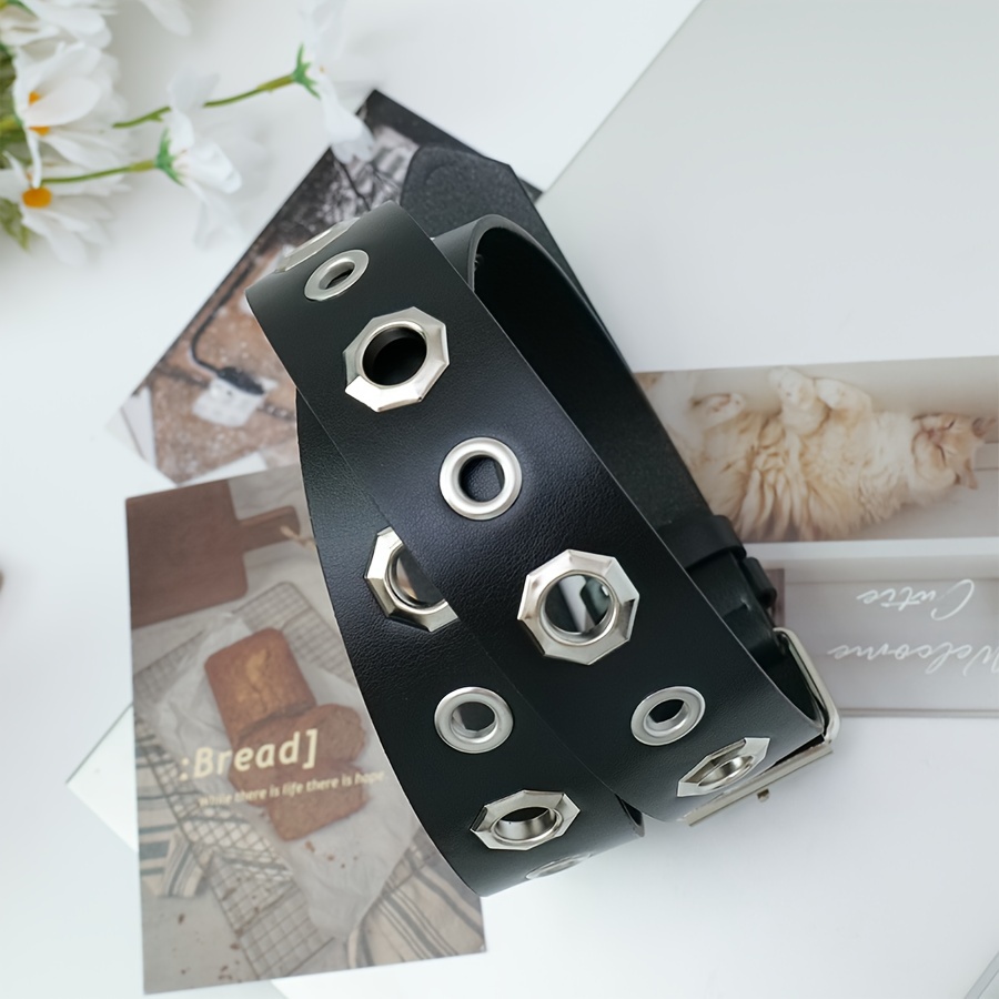 Punk Style Studded Women's Belt Faux Leather Hollow Out Decorative