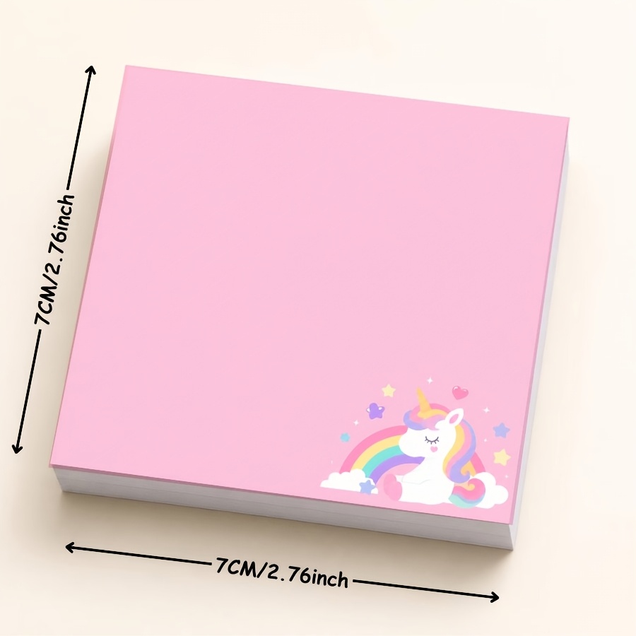 Cute Unicorn Rainbow Memo Pad, Kawaii Self-Adhesive Note Paper