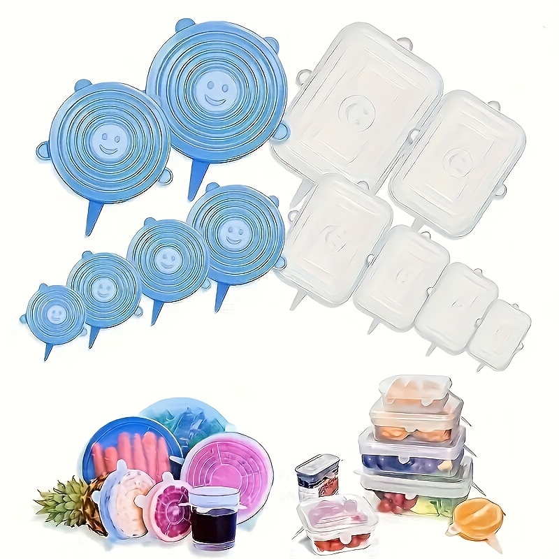 

6pcs, Reusable Silicone Rectangle Food Storage Lids Set, Dishwasher And Freezer Safe, Perfect For Bowls, Cups, Cans, And Containers, Suitable For Outdoor Events And Parties, Kitchen Supplies