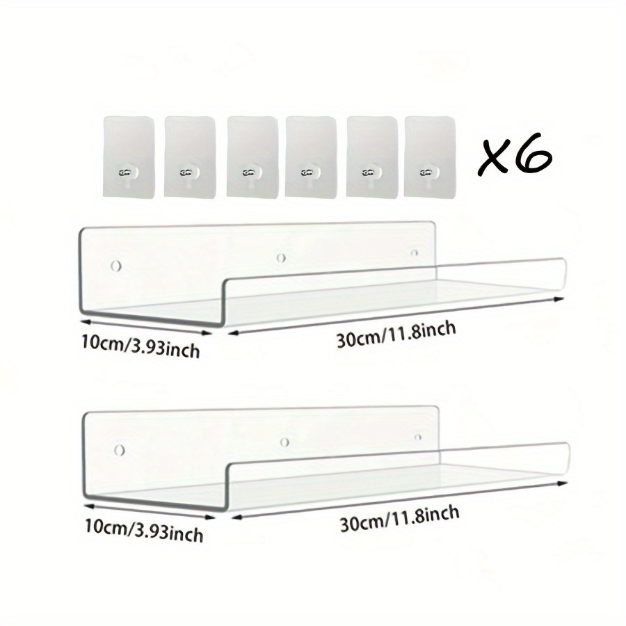 TEMU No-drill Acrylic Wall-mounted Shelf For Books, Stationery, Nail Polish, In , Floating Shelves