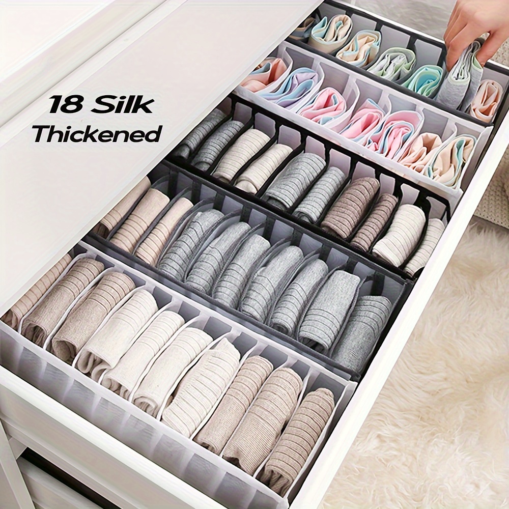  3 Pack Bra Underwear Drawer Organizer Dividers, 26 Cell Fabric  Foldable Dresser Closet Organizers and Storage Boxes for Baby Clothes, Bra,  Socks, Underwear, Ties (5+5+16 Slots, Beige) : Home & Kitchen