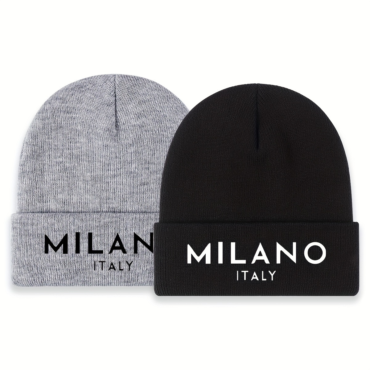 

1pc Italy Embroidered Beanie – Acrylic 100% Casual Knit Skull Cap, Stretchable, Foldable, Unisex Pullover Winter Hat