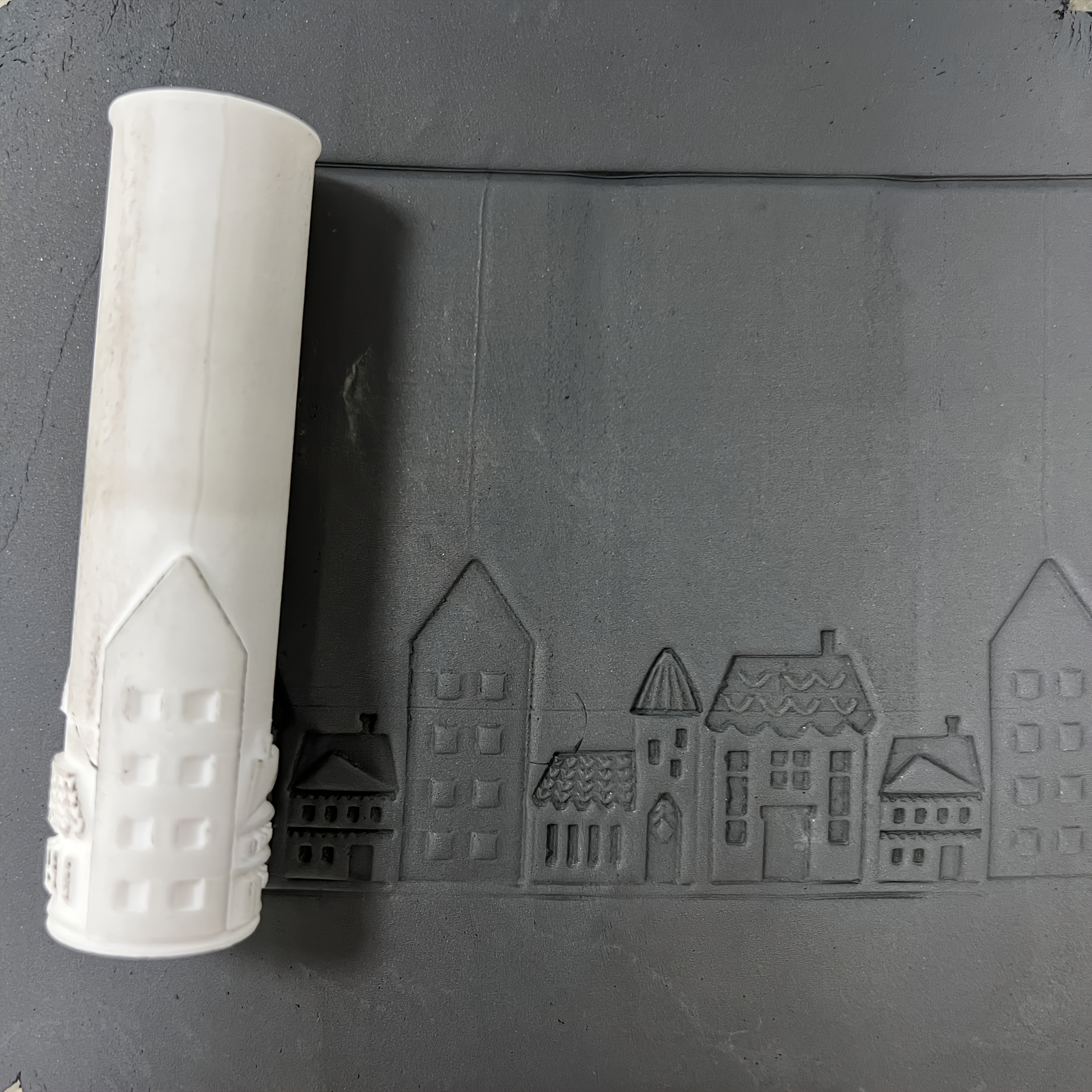 E-shop nordische Hausform mit Kunststoffrahmen, geeignet für Polymerknetmasse & weichen Modellierton, DIY-Prägewerkzeug, kompatibel mit