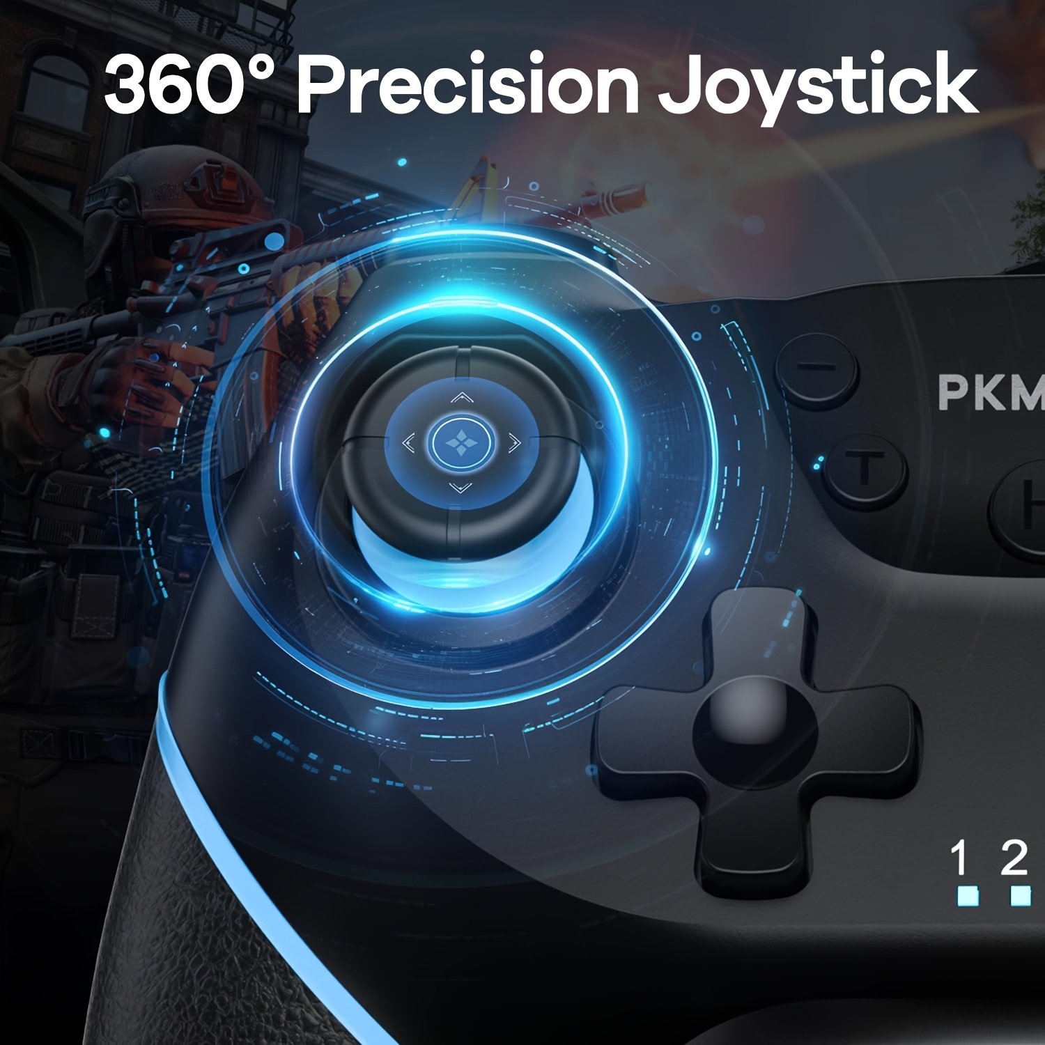 Wireless Professional Controller for Switch, Switch Lite, Switch OLED - Motion Sensing, Adjustable Turbo, Dual Analog Sticks, Blue & Red Accents, Ideal for PC/IOS, Gaming Controller|Ergonomic Design|Adjustable Turbo