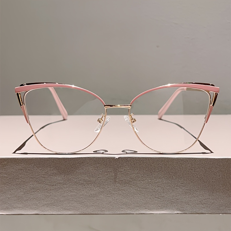 1pc Women New Cat Eye Shaped Glasses Fashion And Elegant Frame Design Advanced Metal Frame Red Eyeglasses