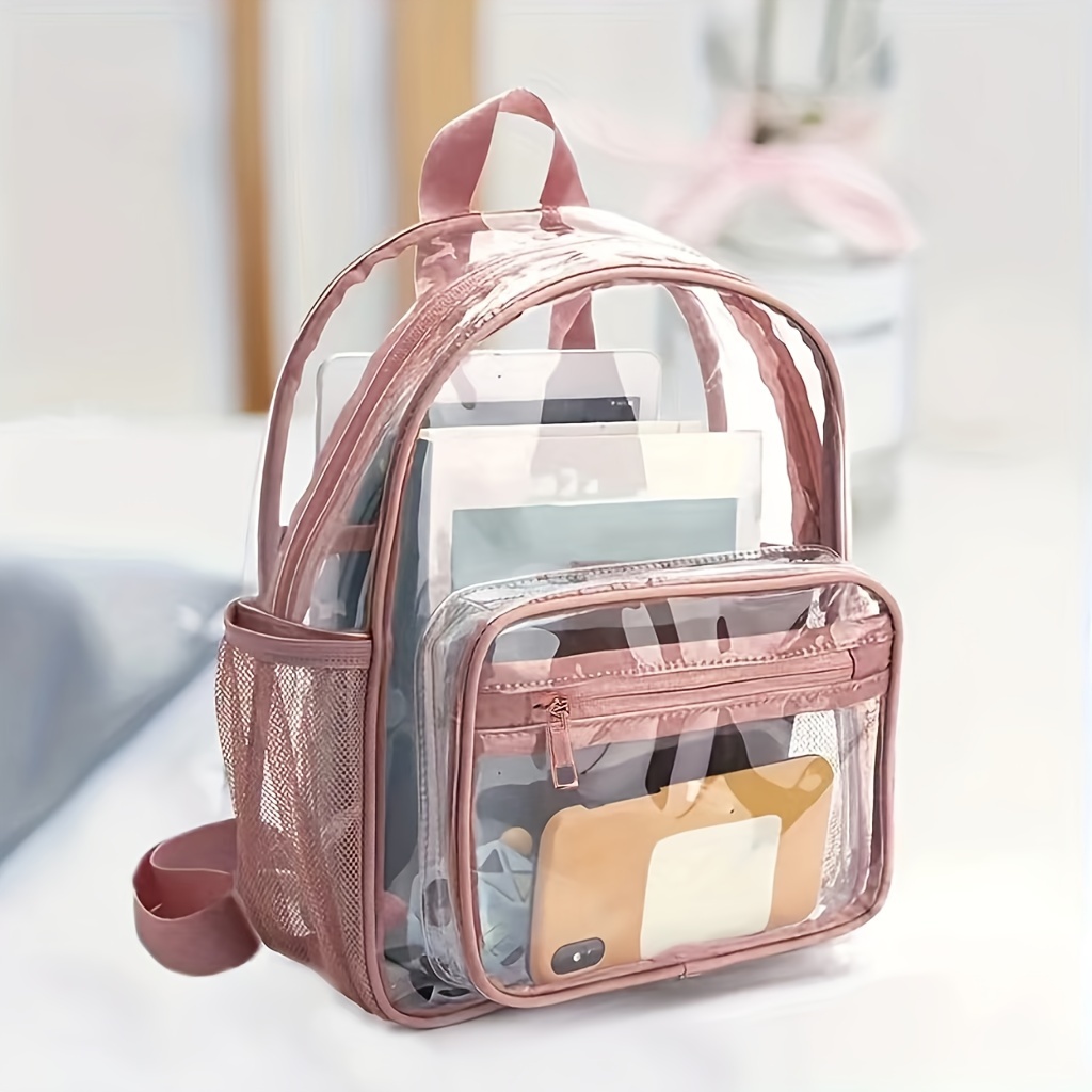 

Stadium-approved Clear Pvc Backpack - Waterproof, Adjustable Straps For Hiking, , Work, Sports & Beach