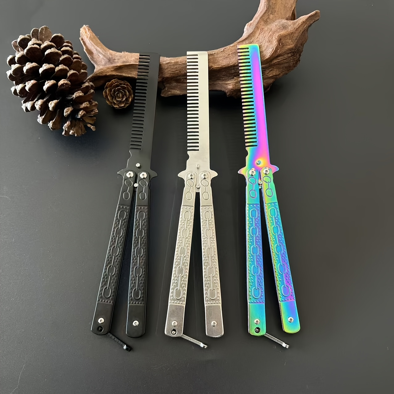 

Folding Comb Beard Comb Stainless Steel Chain Fine Teeth Design Suitable For All For Beginners In Hand Movement And Outdoor Camping