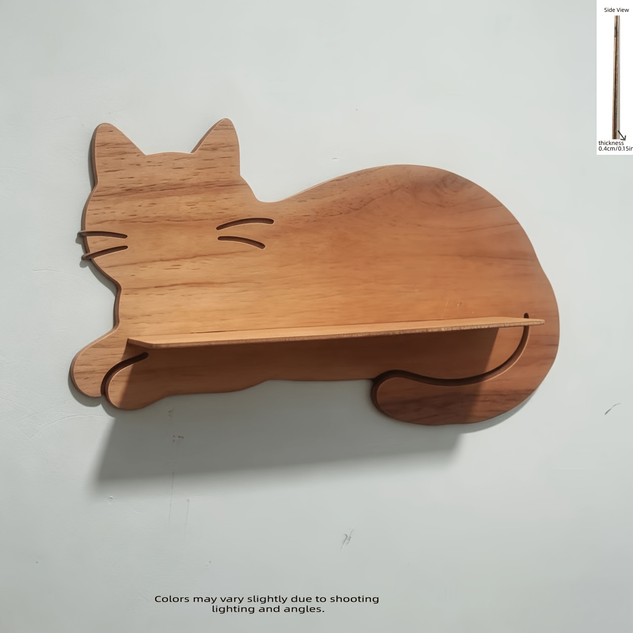 TEMU Mensola da parete a forma 1 pz - Legno artificiale adatta per , studio - Mensola portaoggetti minimalista a tema gattino montabile per libri,