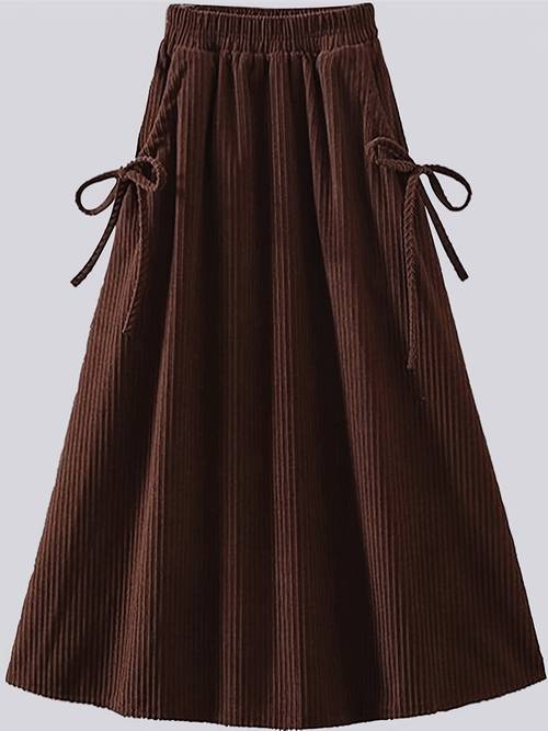 item picture bow tie a line skirt pocketed skirt corduroy a line skirt casual dating versatile skirt zzy08
