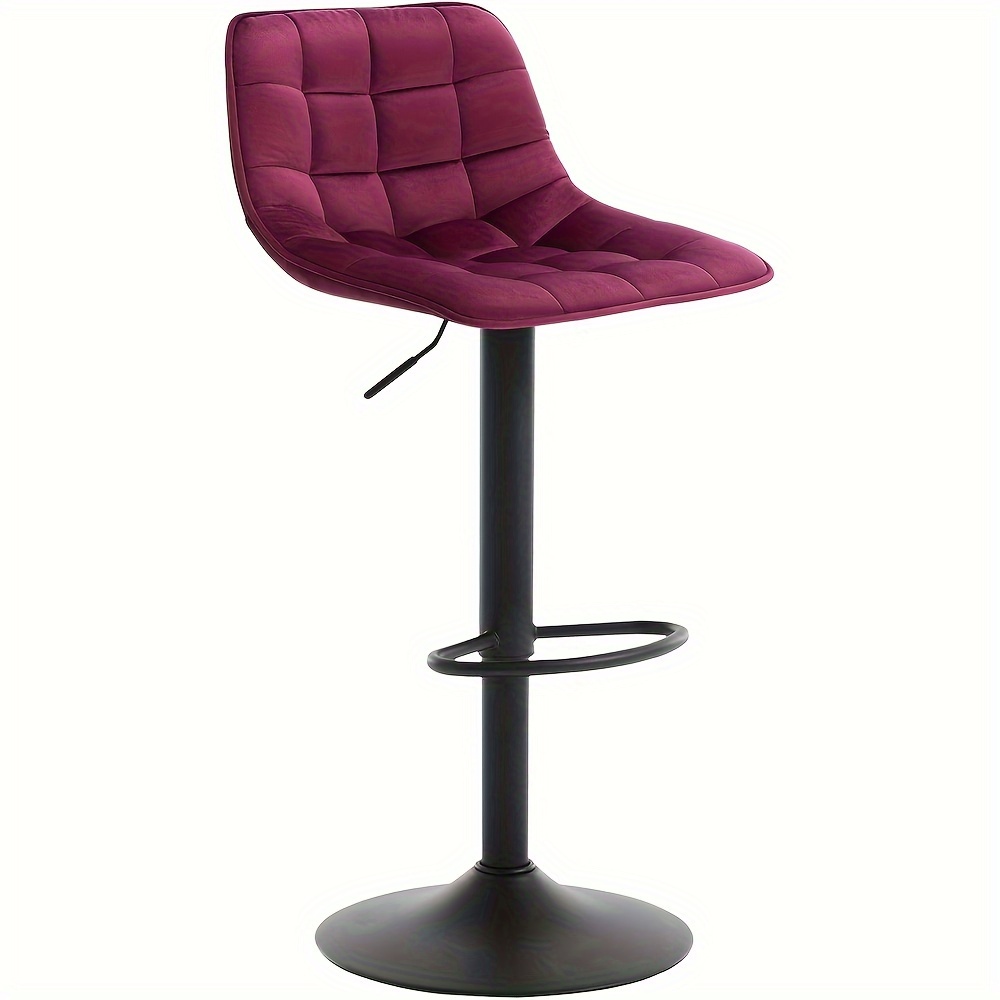 1pc Bar Stool Bistro Stool Designer Stool With Backrest Made Of Velvet And Metal Height-adjustable Rotatable