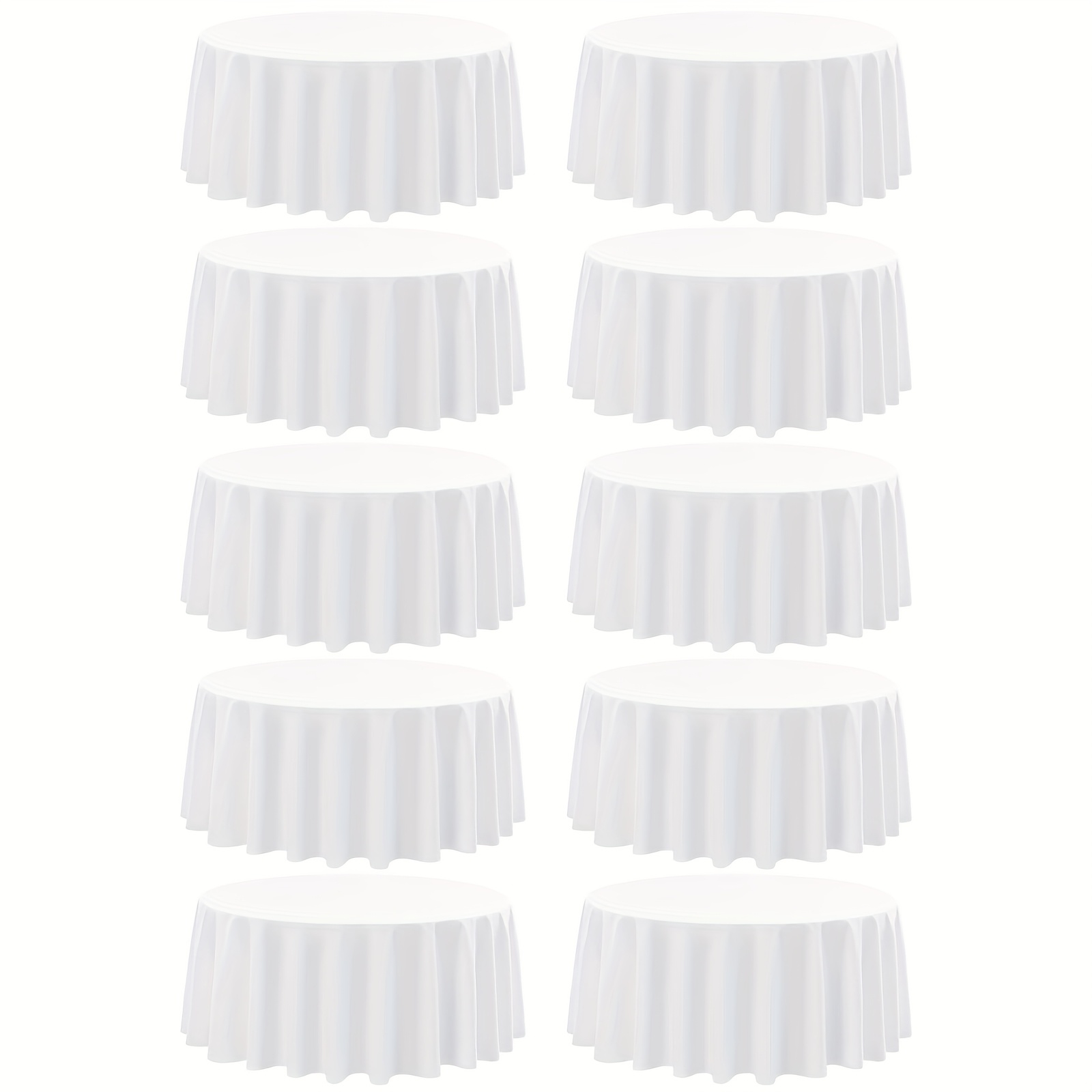 Image of 10 Packs White Round Table Cloth 90 Inch Circular Table Cloth Polyester Round Tablecloth Table Cover For Wedding, Birthday, Parties, Banquet, Dinner Tables Decorate