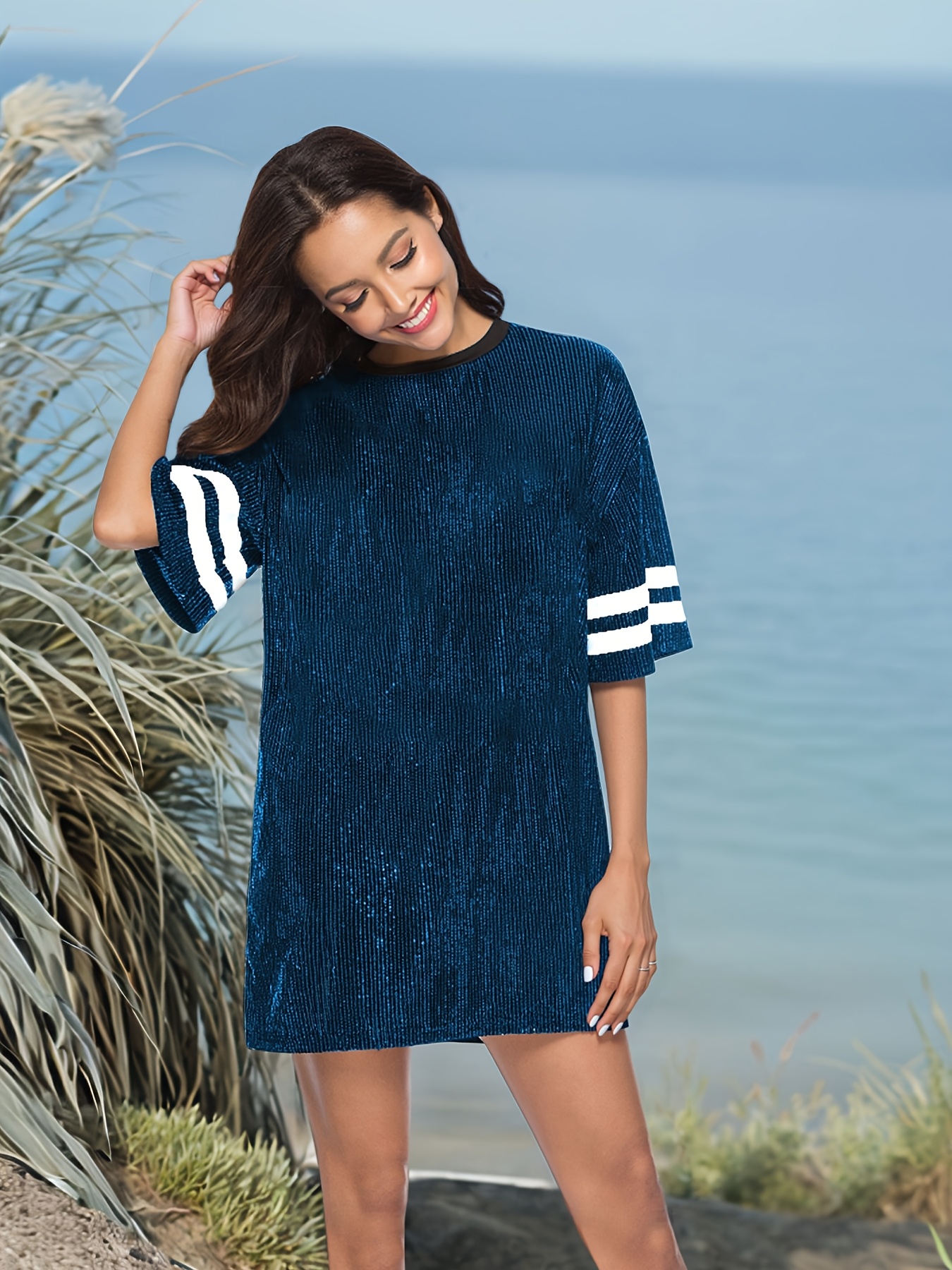 blue sequin football dress Mina Dress 50