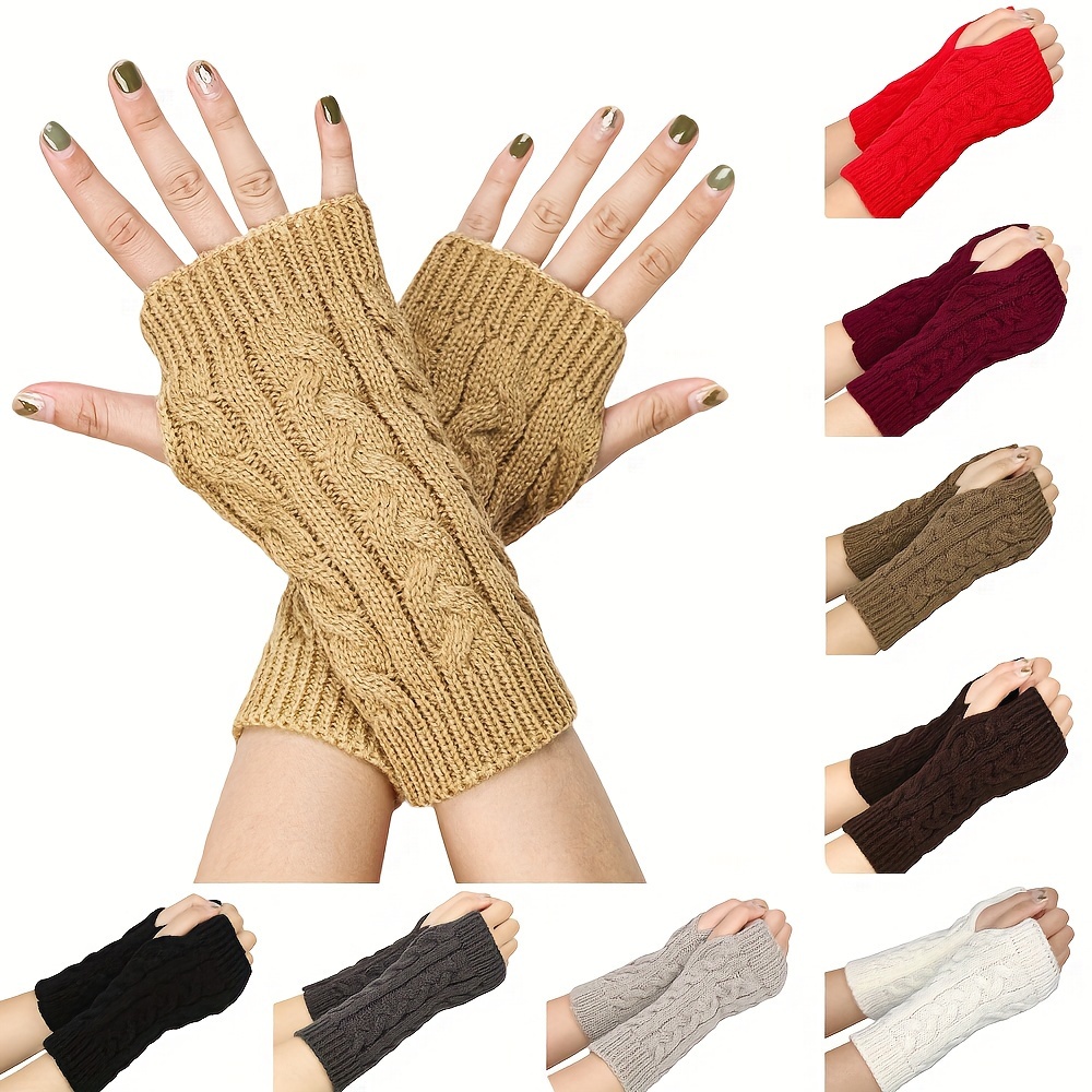 

Knitted Fingerless Gloves Wrist – Cable Knit Arm Warmers – Full Accessories For Mature – And Comfortable Washable