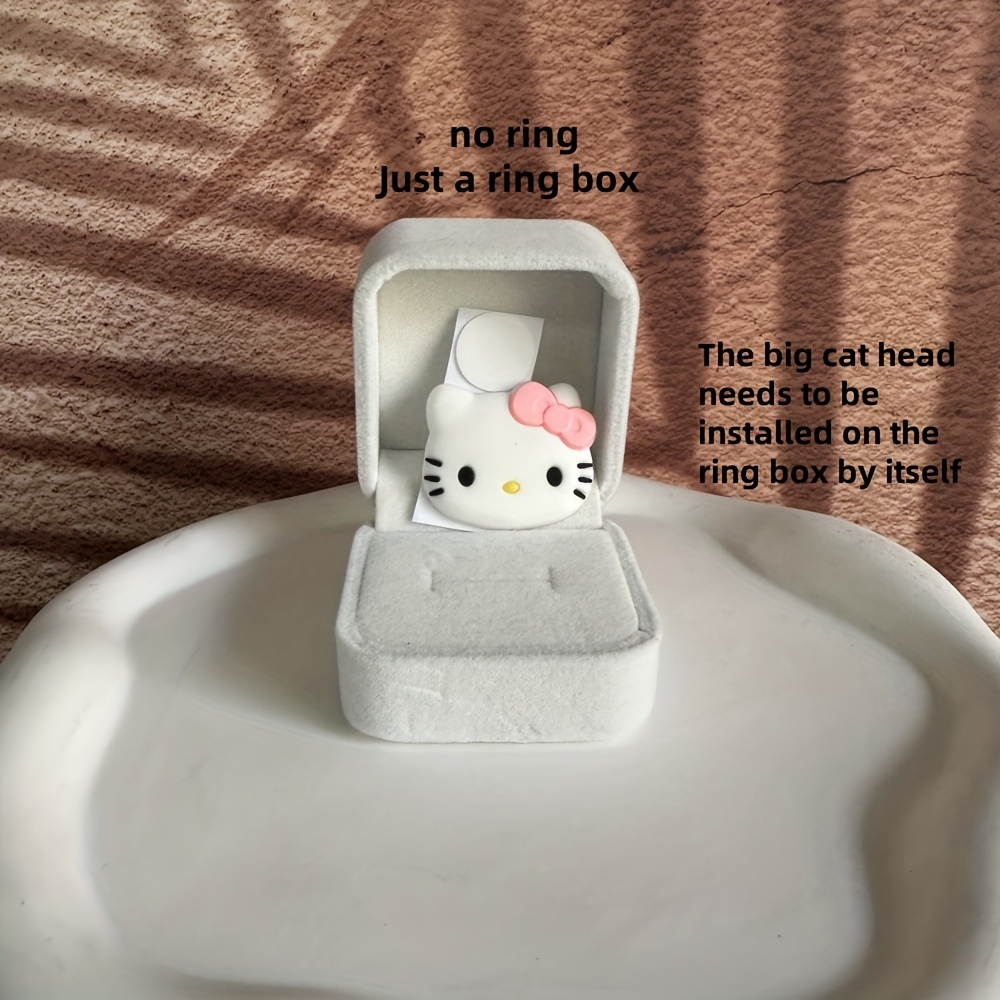 Image of 1pc Hello Kitty Silicone Ring Box - Classic White Jewelry Gift Box With Pink , Suitable For Engagement, Birthday, Valentine's Day And Ceremony Occasions Wedding Ring Storage Box