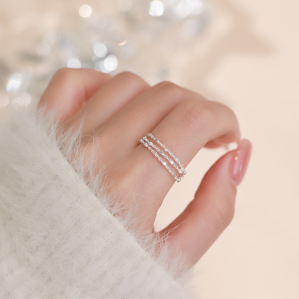 S925 Silver Multi-Layer Beaded Thin Bracelet, Adjustable