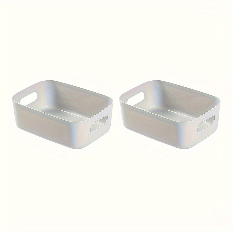 2pcs Large Plastic Storage Bins For Kitchen, Office, And Home - Versatile Organizer For Cosmetics, Underwear, Socks & More