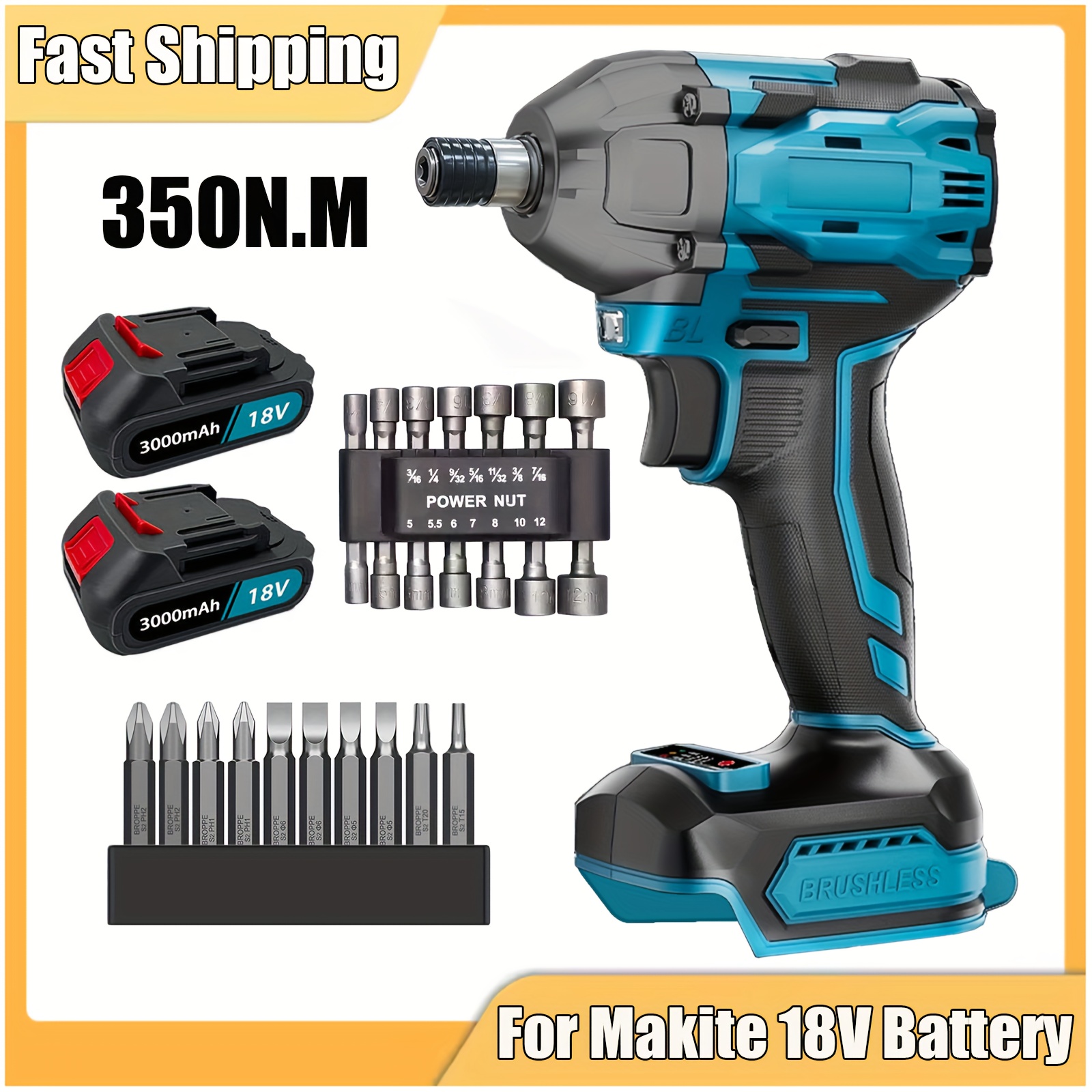 Cordless Screwdriver Set, 350nm Torque Driver With 3000mah Battery & Drill Driver Set, 2 Rotation Mode, Brushless Motor, Electric Screwdriver For Car/home/office/diy Tools