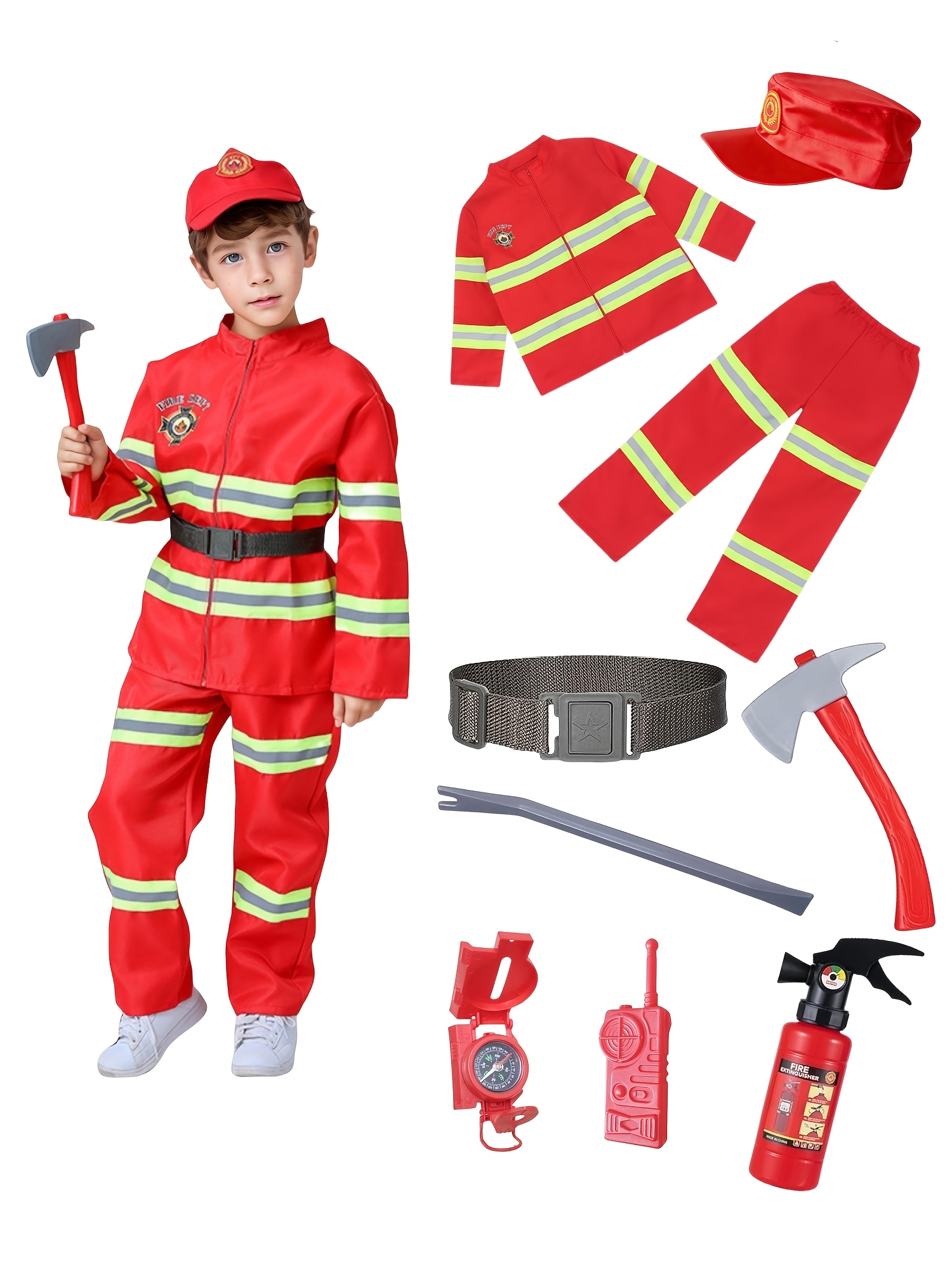 blue firefighter suit + pants additions 5pcs set unisex professional  role-playing party performance clothing | Shop On Temu And Start Saving |  Temu