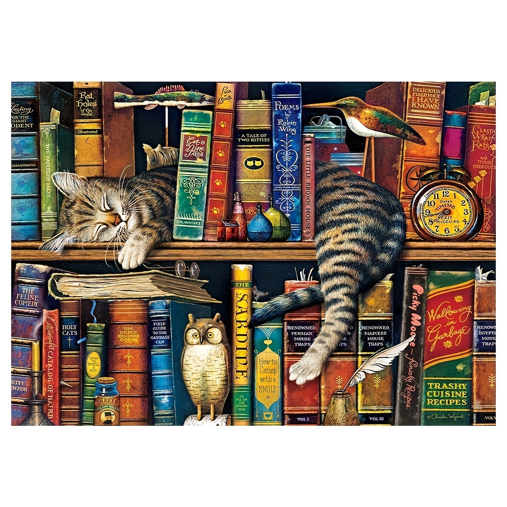 

Colorful Cat Sleeping On Boxed Wooden Puzzle For Challenging